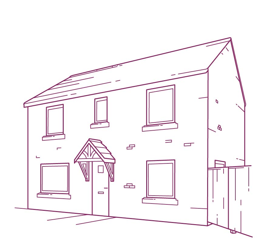 Domestic services purple house drawing