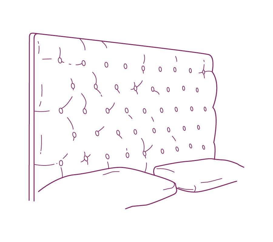 Upholstered headboard purple drawing