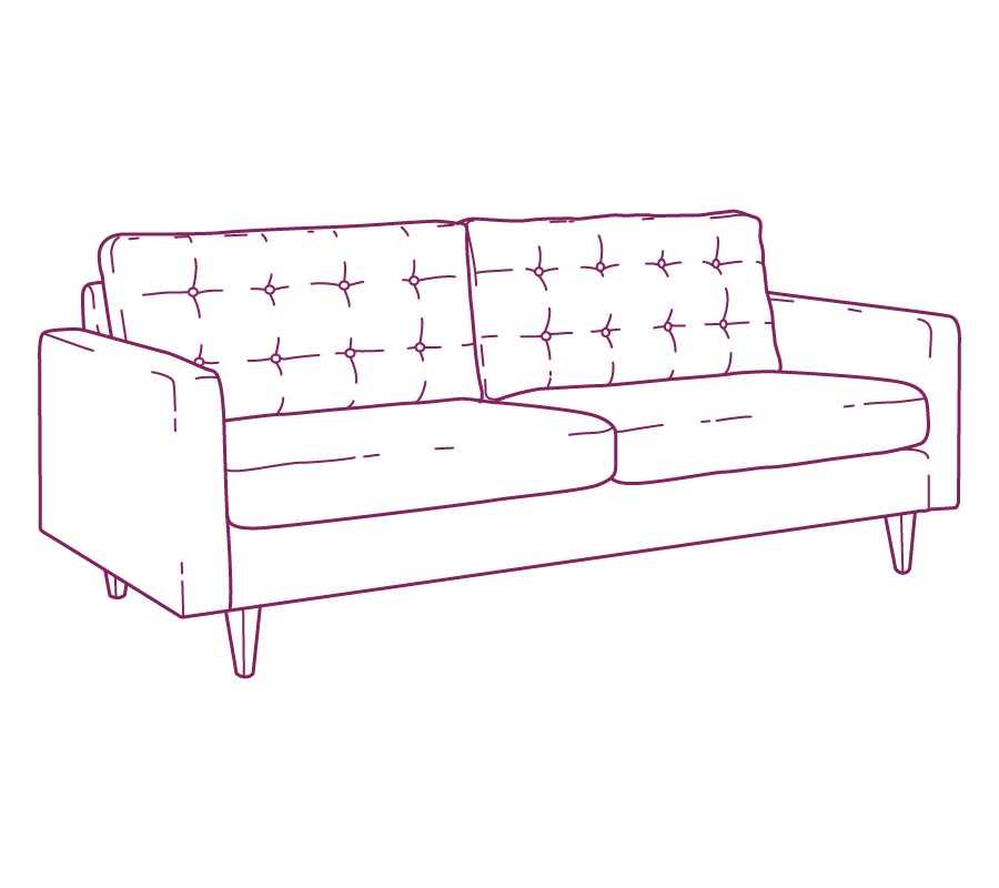 Upholstered sofa purple drawing